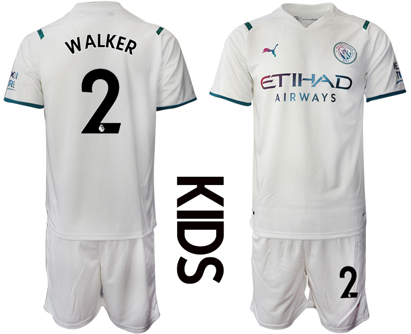 Youth 2021-2022 Club Manchester City away white #2 Soccer Jersey